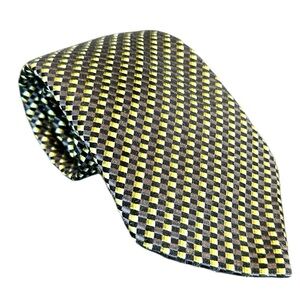 Countess Mara Mens Tie Silk Black & Green Geometric Necktie 61x3.75”
